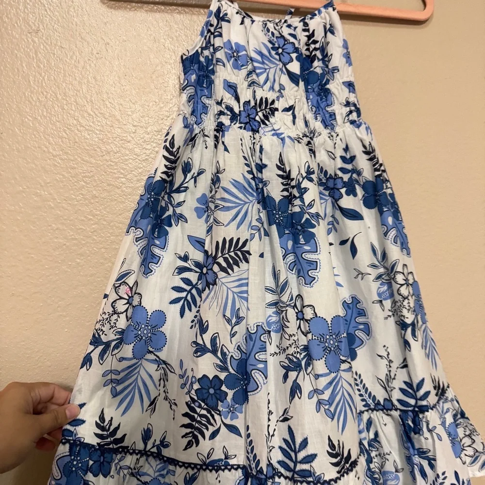Floral Blue and White Girls Sundress - Picture 3 of 7